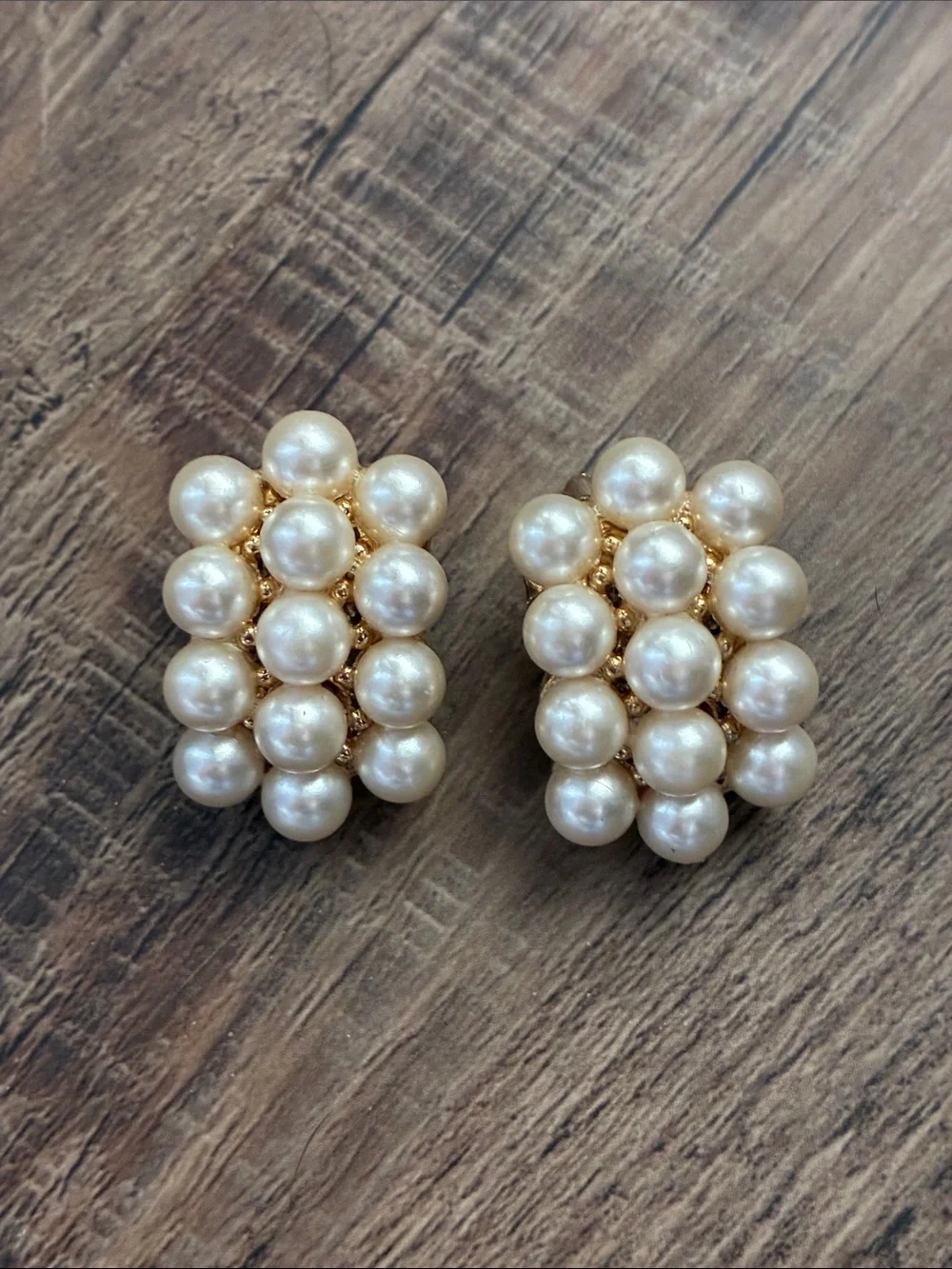Faux Pearl Cluster Clip-On Earrings